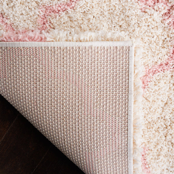 Safavieh Hudson Shag Area Rug - Luxurious Softness With Geometric Elegance For Modern Home Decor Upgrade Ivory ,Pink Polypropylene Sgh282p-4