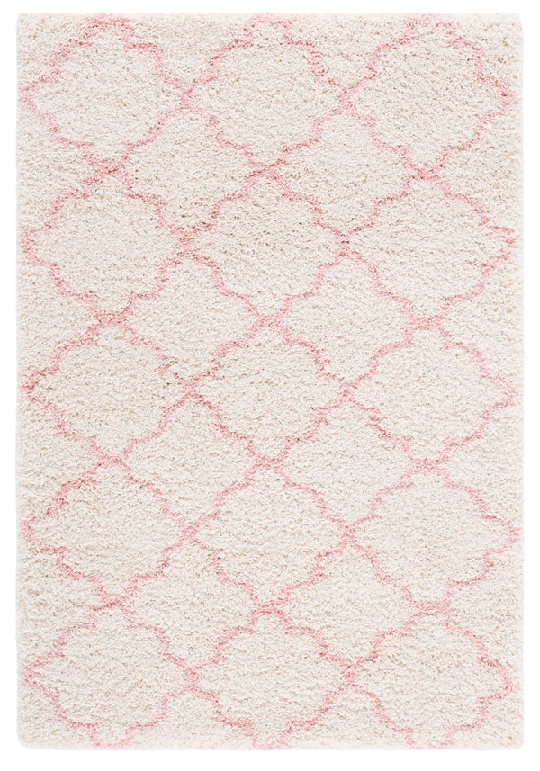 Safavieh Hudson Shag Area Rug - Luxurious Softness With Geometric Elegance For Modern Home Decor Upgrade Ivory ,Pink Polypropylene Sgh282p-4