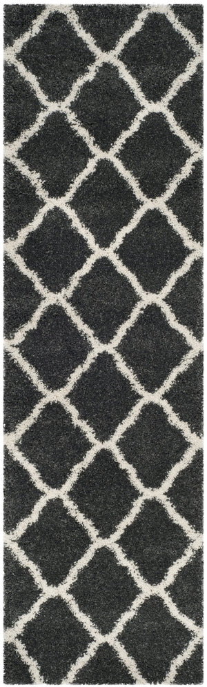 Safavieh Hudson Plush Shag Runner 2'3"X14' Dark Grey Ivory — 1.75" Pile, Power-Loomed Turkey, Durable Easy-Clean SGH283G-214