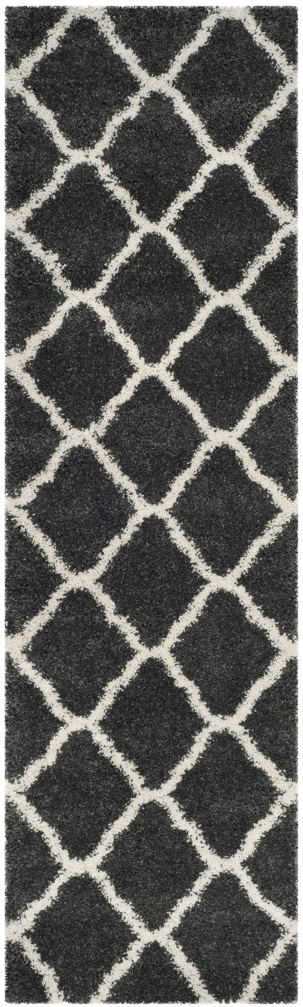 Safavieh Hudson Plush Shag Runner 2'3"X14' Dark Grey Ivory — 1.75" Pile, Power-Loomed Turkey, Durable Easy-Clean SGH283G-214