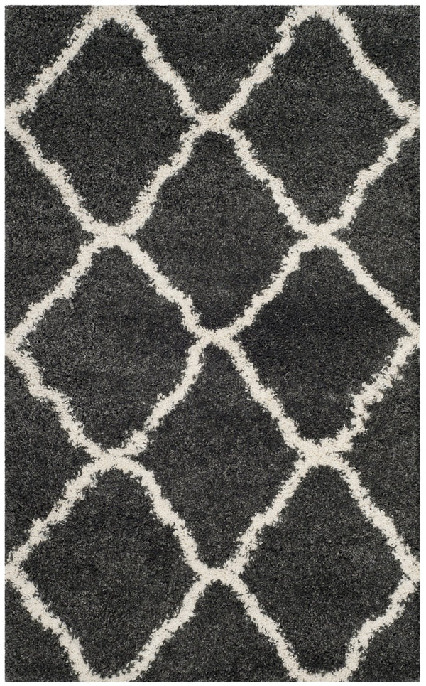 Safavieh Hudson Plush Shag Runner 2'3"X14' Dark Grey Ivory — 1.75" Pile, Power-Loomed Turkey, Durable Easy-Clean SGH283G-214