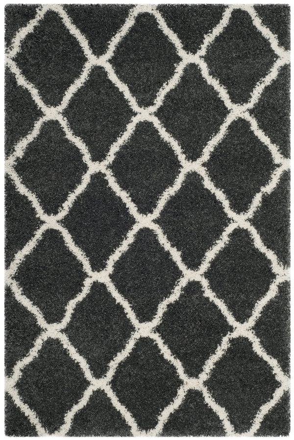 Safavieh Hudson Plush Shag Runner 2'3"X14' Dark Grey Ivory — 1.75" Pile, Power-Loomed Turkey, Durable Easy-Clean SGH283G-214