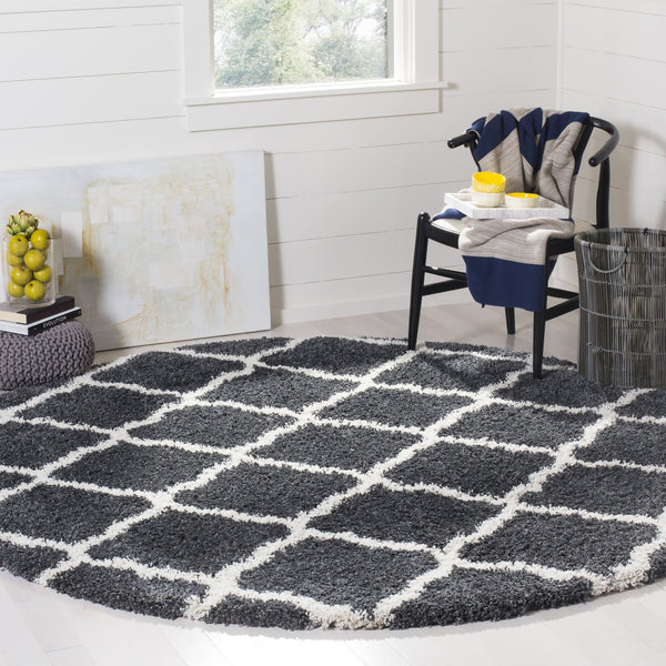 Safavieh Hudson Plush Shag Runner 2'3"X14' Dark Grey Ivory — 1.75" Pile, Power-Loomed Turkey, Durable Easy-Clean SGH283G-214