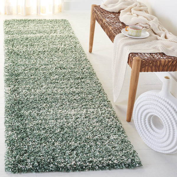 Safavieh Hudson Lush And Cozy Shag Rug From Turkey - Elegant Home Decor For Comfort And Style Upgrade Green ,Ivory Polypropylene Sgh295e-26