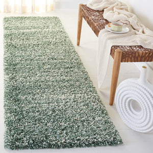 Safavieh Hudson Plush Green And Ivory Shag Rug — Flokati-Style High Pile, Stain-Resistant Power-Loomed Round 4'-0" x 4'-0" SGH295E-4R