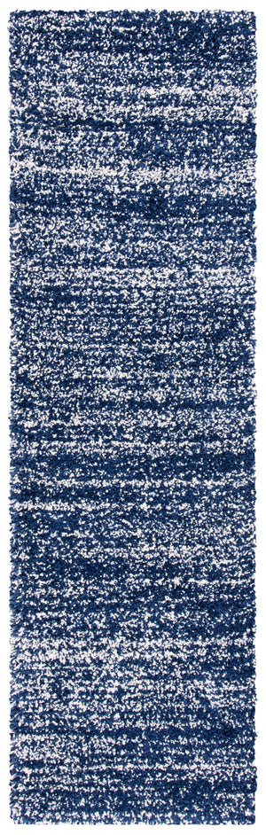 Safavieh Hudson Plush Shag Runner Navy Ivory — Luxurious 1¾" Pile, Power-Loomed, Stain-Resistant Comfort For Hallways 2'-3" x 10'-0" SGH295N-210
