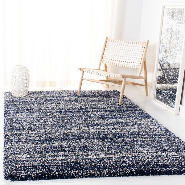 Safavieh Hudson Plush Shag Runner Navy Ivory — Luxurious 1¾" Pile, Power-Loomed, Stain-Resistant Comfort For Hallways 2'-3" x 10'-0" SGH295N-210