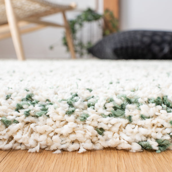 Safavieh Hudson Lush And Cozy Shag Rug From Turkey - Elegant Home Decor For Comfort And Style Upgrade Ivory ,Green Polypropylene Sgh295x-3