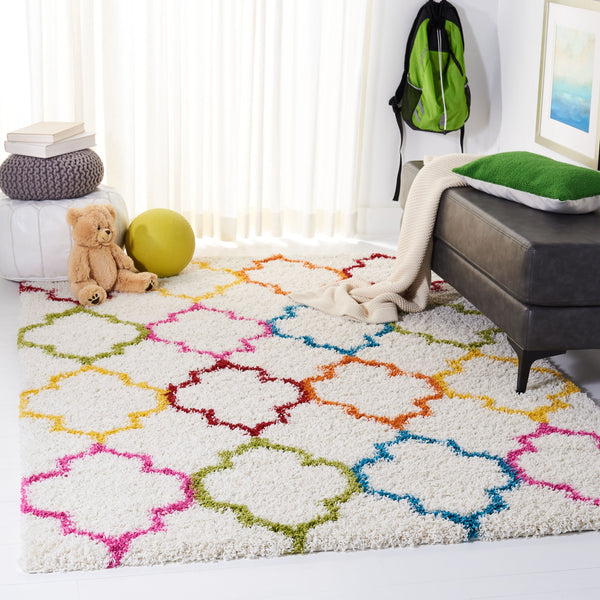 Safavieh Safavieh Kids Shag Rug - Soft, Cozy, And Stylish Floor Decor For Playrooms And Children's Spaces Ivory ,Multi Polypropylene Pile Sgk569a-211