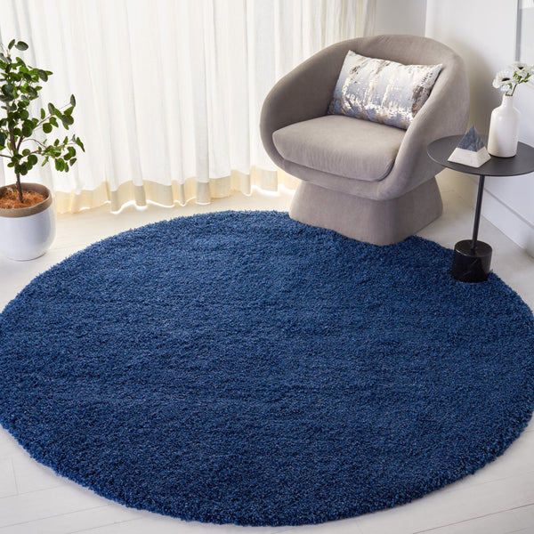 Safavieh Laguna Plush Shag Flokati-Style Rug In Rich Blue — Power-Loomed Polypropylene Blend, Cozy 2" Pile For Living Rooms 4'-0" x 4'-0" SGL303K-4R
