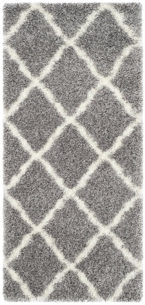 Safavieh Montreal Luxurious Grey Ivory Shag Area Rug 2'3" X 5'0" - Durable, Plush, Timeless Diamond Design Grey ,Ivory 50% Polypropylene + 50% Polyester Sgm866d-25
