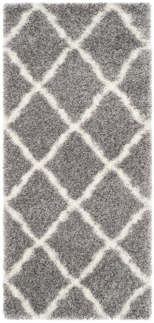 Safavieh Montreal Luxurious Grey Ivory Shag Area Rug 2'3" X 5'0" - Durable, Plush, Timeless Diamond Design Grey ,Ivory 50% Polypropylene + 50% Polyester Sgm866d-25