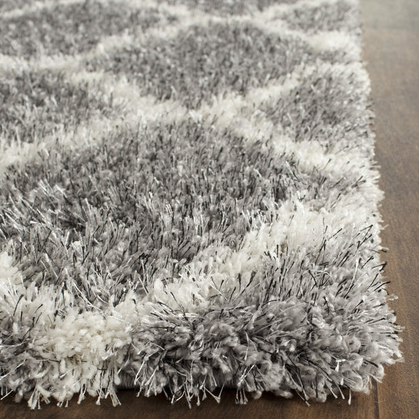 Safavieh Montreal Luxurious Grey Ivory Shag Area Rug 2'3" X 5'0" - Durable, Plush, Timeless Diamond Design Grey ,Ivory 50% Polypropylene + 50% Polyester Sgm866d-25