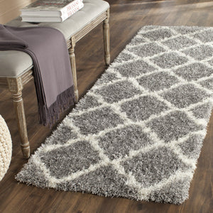 Safavieh Montreal Luxurious Grey Ivory Shag Area Rug 2'3" X 5'0" - Durable, Plush, Timeless Diamond Design Grey ,Ivory 50% Polypropylene + 50% Polyester Sgm866d-25