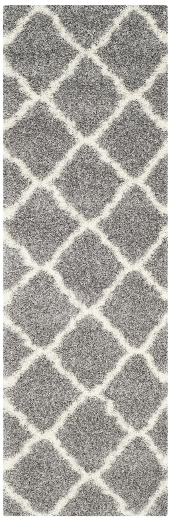 Safavieh Montreal Luxurious Grey Ivory Shag Area Rug 2'3" X 5'0" - Durable, Plush, Timeless Diamond Design Grey ,Ivory 50% Polypropylene + 50% Polyester Sgm866d-25