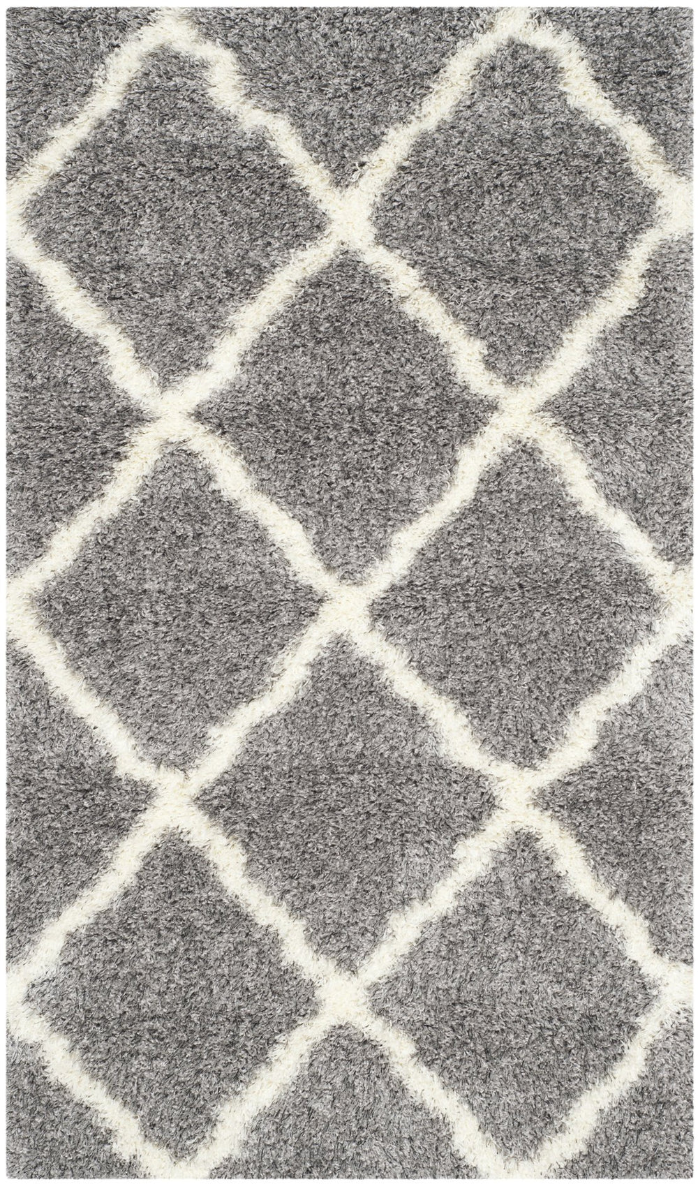 Safavieh Montreal Luxurious Grey Ivory Shag Area Rug 2'3" X 5'0" - Durable, Plush, Timeless Diamond Design Grey ,Ivory 50% Polypropylene + 50% Polyester Sgm866d-25