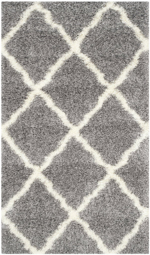 Safavieh Montreal Luxurious Grey Ivory Shag Area Rug 2'3" X 5'0" - Durable, Plush, Timeless Diamond Design Grey ,Ivory 50% Polypropylene + 50% Polyester Sgm866d-25