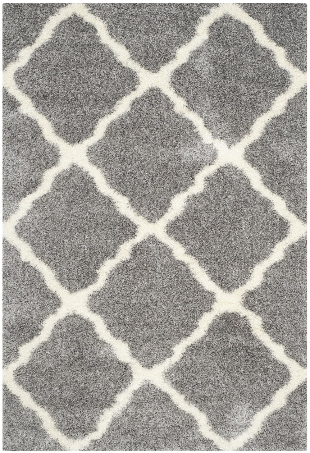 Safavieh Montreal Luxurious Grey Ivory Shag Area Rug 2'3" X 5'0" - Durable, Plush, Timeless Diamond Design Grey ,Ivory 50% Polypropylene + 50% Polyester Sgm866d-25