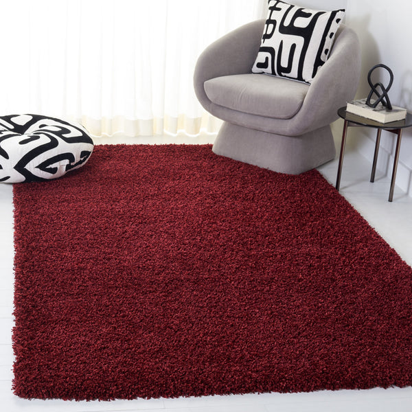 Safavieh Sgn725 Plush Round Shag Rug – Luxurious Flokati-Style Pile, Cozy Neutral Tones For Living Spaces 4'-0" x 4'-0" MAROON SGN725-4242-4R