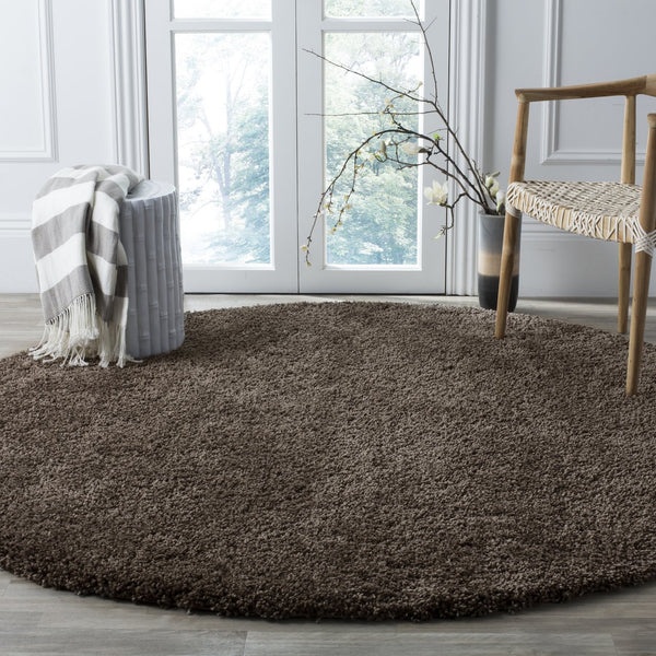 Safavieh Sgn725 Plush Santa Monica Shag Rug — Flokati-Inspired Texture, Durable Power-Loomed Comfort For Home Decor 4'-0" x 4'-0" MUSHROOM SGN725-8181-4SQ