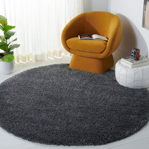 Safavieh Sgn725 Plush Round Shag Rug – Luxurious Flokati-Style Pile, Cozy Neutral Tones For Living Spaces 4'-0" x 4'-0" DARK GREY SGN725-8484-4R