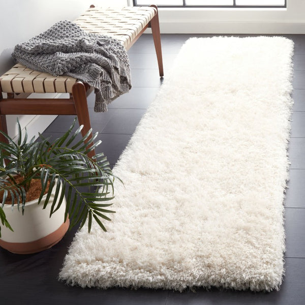 Safavieh Luxe Shag Hand Tufted Ivory Polyester Runner Rug for Hallways and Entryways SGX160A-214