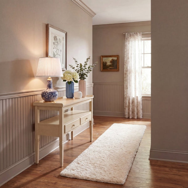 Safavieh Luxe Shag Hand Tufted Ivory Polyester Runner Rug for Hallways and Entryways SGX160A-214