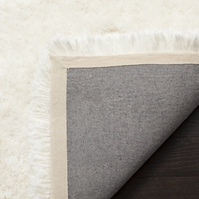 Safavieh Luxe Shag Hand Tufted Ivory Square Rug Deep Pile Polyester for Bedroom or Living Room SGX160A-4SQ