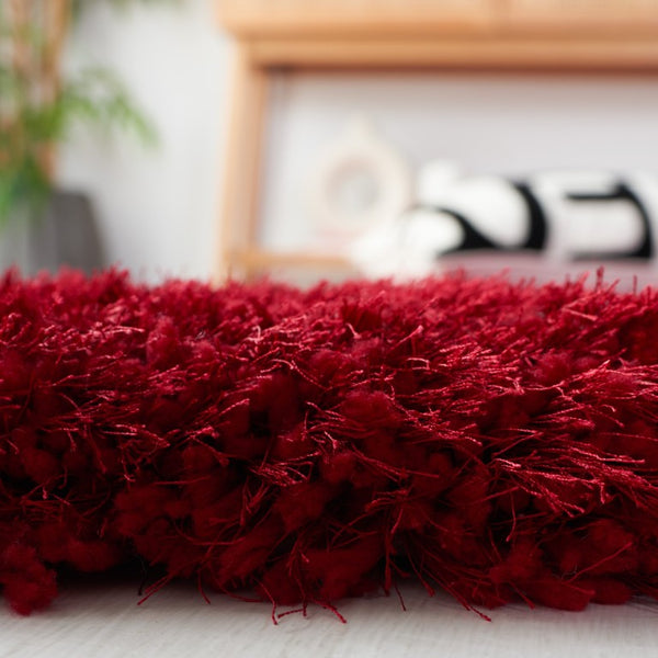 Safavieh Luxe Shag Hand Tufted Polyester Area Rug Deep Plush Pile Bold Crimson Square SGX160E-8SQ