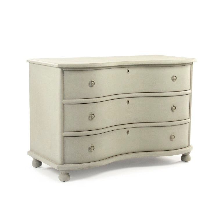 Zentique Chloe Chest of Drawers with Solid Pine & Poplar, Neutral Wood Grain Finish, Farmhouse to Transitional Style Distressed Sandy Beige SH0709-12-02 PC