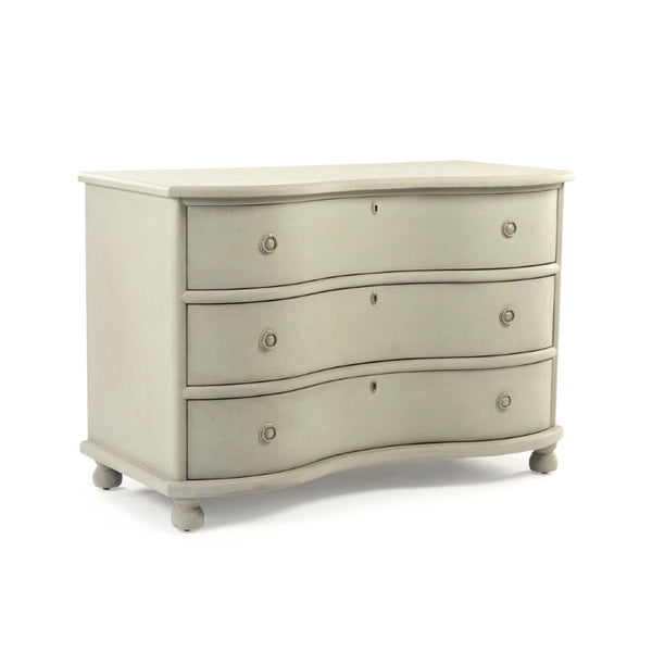 Zentique Chloe Chest of Drawers with Solid Pine & Poplar, Neutral Wood Grain Finish, Farmhouse to Transitional Style Distressed Sandy Beige SH0709-12-02 PC