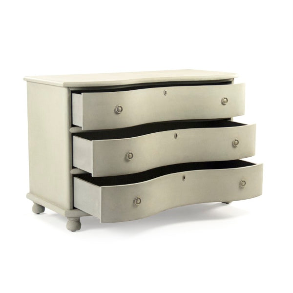 Zentique Chloe Chest of Drawers with Solid Pine & Poplar, Neutral Wood Grain Finish, Farmhouse to Transitional Style Distressed Sandy Beige SH0709-12-02 PC