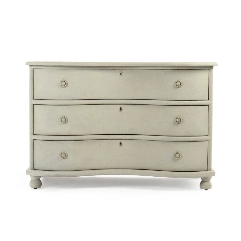 Zentique Chloe Chest of Drawers with Solid Pine & Poplar, Neutral Wood Grain Finish, Farmhouse to Transitional Style Distressed Sandy Beige SH0709-12-02 PC