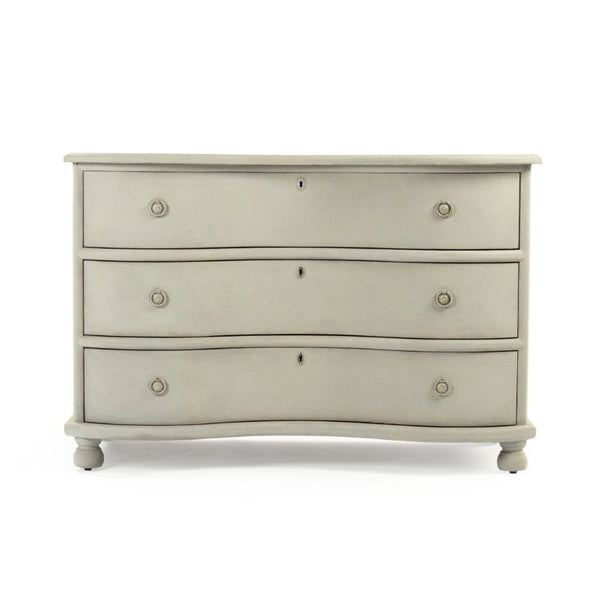 Zentique Chloe Chest of Drawers with Solid Pine & Poplar, Neutral Wood Grain Finish, Farmhouse to Transitional Style Distressed Sandy Beige SH0709-12-02 PC
