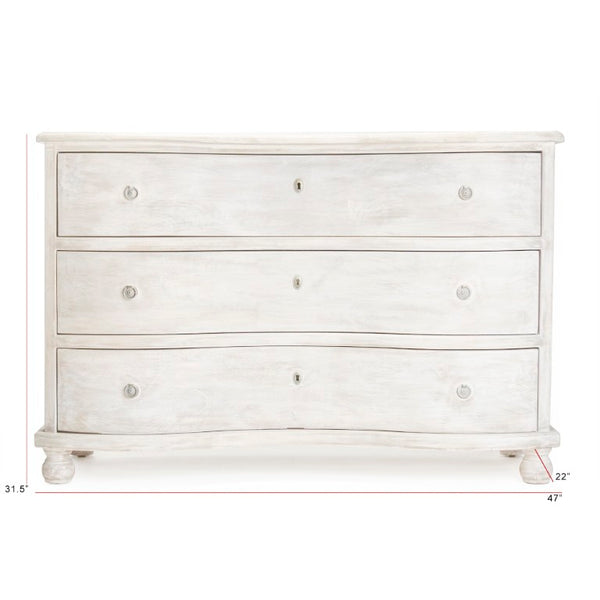 Zentique Chloe Chest of Drawers with Solid Pine & Poplar, Neutral Wood Grain Finish, Farmhouse to Transitional Style Grey Wash SH0709-12-02