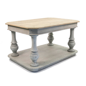 Zentique Lincoln Center Table – Exquisite Poplar, Birch & Elm Dining Table With Rustic Grey Base Elegance Natural Top,Distressed Grey Base Poplar,Birch,Elm,Plywood Sh0709-13-10