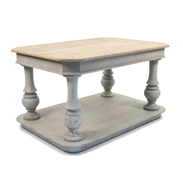 Zentique Lincoln Center Table – Exquisite Poplar, Birch & Elm Dining Table With Rustic Grey Base Elegance Natural Top,Distressed Grey Base Poplar,Birch,Elm,Plywood Sh0709-13-10