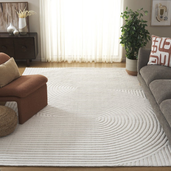 Safavieh Southampton Hand Tufted Wool Blend Area Rug Plush Ivory Curves for Large Living Rooms SHA301A-10