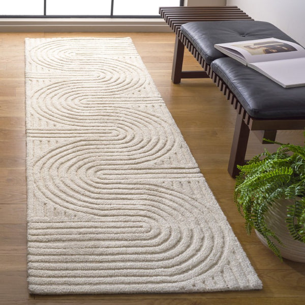 Safavieh Southampton Hand Tufted Wool Ivory Runner Rug Soft Undulating Pattern for Entryways SHA301A-212