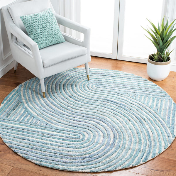 Safavieh Southampton Contemporary Area Rug – Luxurious Hand-tufted Design For Modern Elegance & Comfort Blue 45% Wool,45% Polyester,And 10% Cotton Sha301m-4sq