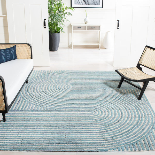 Safavieh Southampton Contemporary Area Rug – Luxurious Hand-tufted Design For Modern Elegance & Comfort Blue 45% Wool,45% Polyester,And 10% Cotton Sha301m-4sq