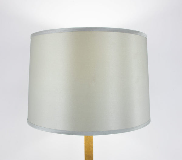 Zeugma Silk Silver Grey Drum Shade – Elevate Your Home Décor With Luxurious Style & Transitional Charm Silky Silver Grey Fabric,Metal,Pvc (Hy0196 For 14'') (Hy2007 For 16'') (Shade For Fl010 19'')