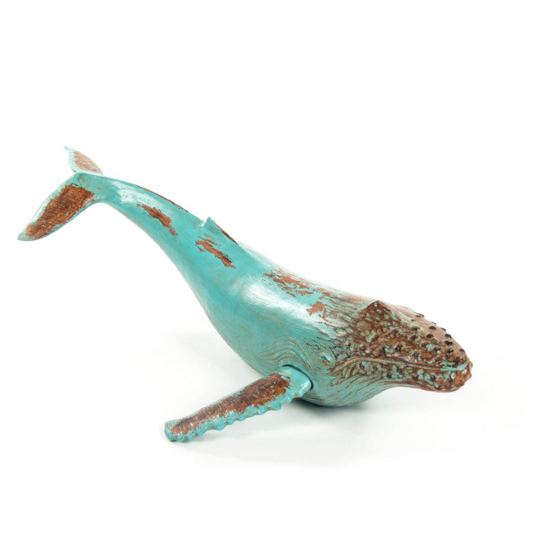 Zentique Humpback Polyresin Whale Sculpture with Lifelike Texture, Coastal Mantel Accent for Nautical Decor (34x8x20) SHI004