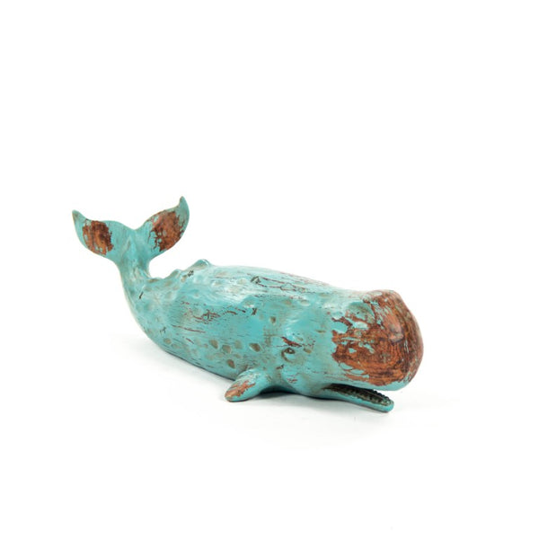 Zentique Sperm whale sculpture in polyresin — detailed coastal accent with realistic texture for shelves and mantels W16 x H4 x D5 SHI006