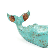 Sperm Whale Sculpture Distressed Turquoise and Brown SHI006 Zentique