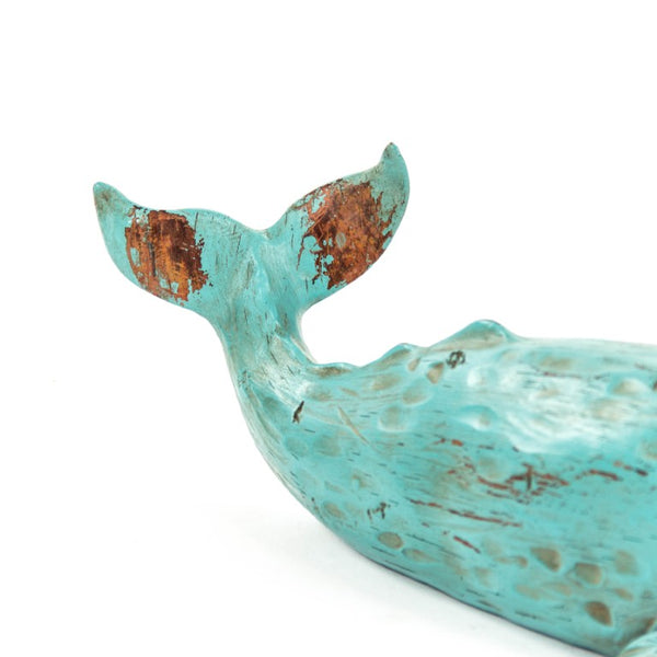 Zentique Sperm whale sculpture in polyresin — detailed coastal accent with realistic texture for shelves and mantels W16 x H4 x D5 SHI006