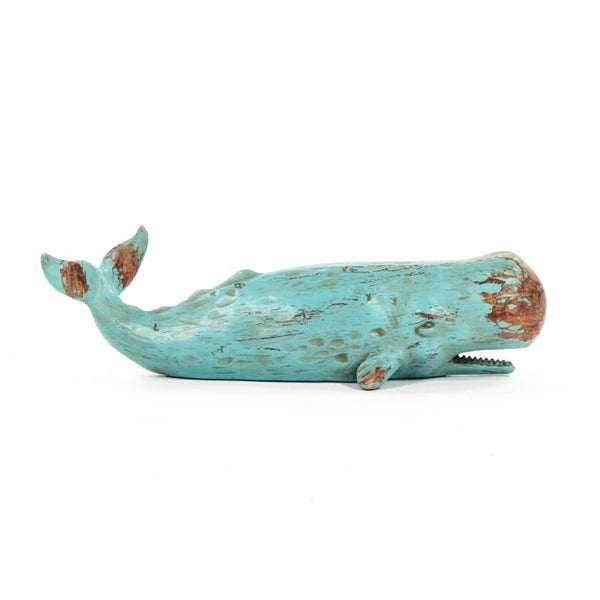 Zentique Sperm whale sculpture in polyresin — detailed coastal accent with realistic texture for shelves and mantels W16 x H4 x D5 SHI006