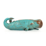 Sperm Whale Sculpture Distressed Turquoise and Brown SHI007 Zentique