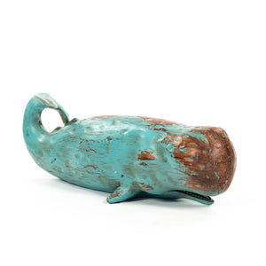 Sperm Whale Sculpture Distressed Turquoise and Brown SHI007 Zentique