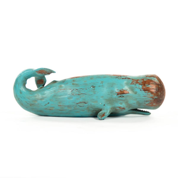 Zentique Sperm whale sculpture in polyresin — detailed coastal accent with realistic texture for shelves and mantels W18 x H6 x D6 SHI007